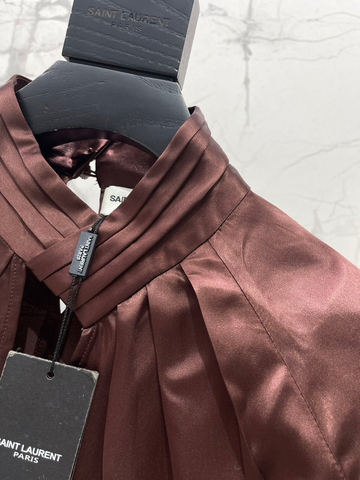 Yves Saint Laurent/🔥Highest Quality🔥26SS NEW Hollow neckline patchwork balloon sleeve shirt