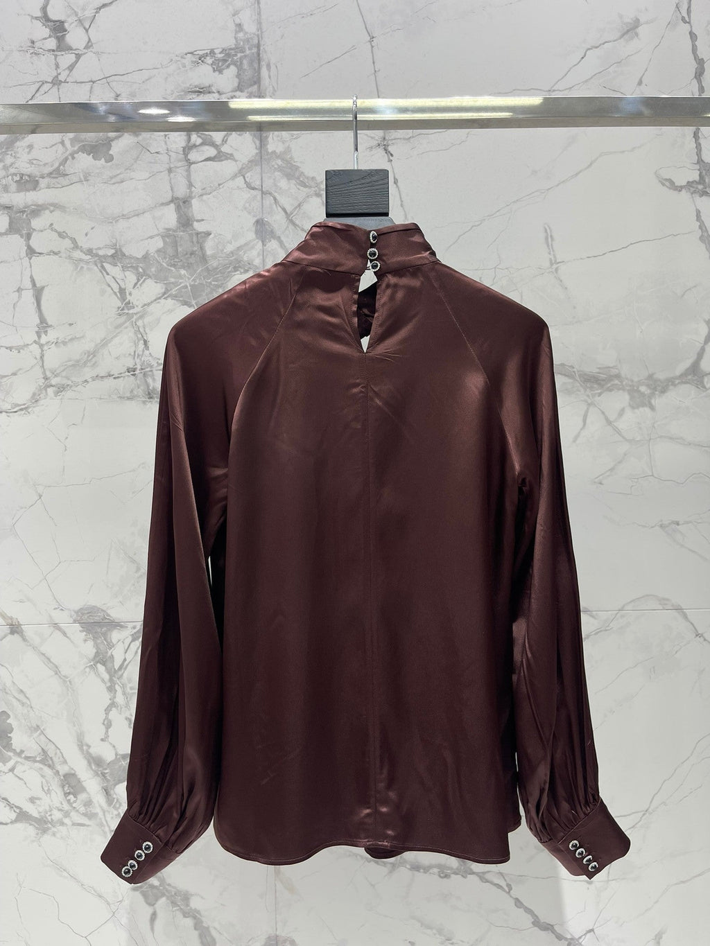 Yves Saint Laurent/🔥Highest Quality🔥26SS NEW Hollow neckline patchwork balloon sleeve shirt