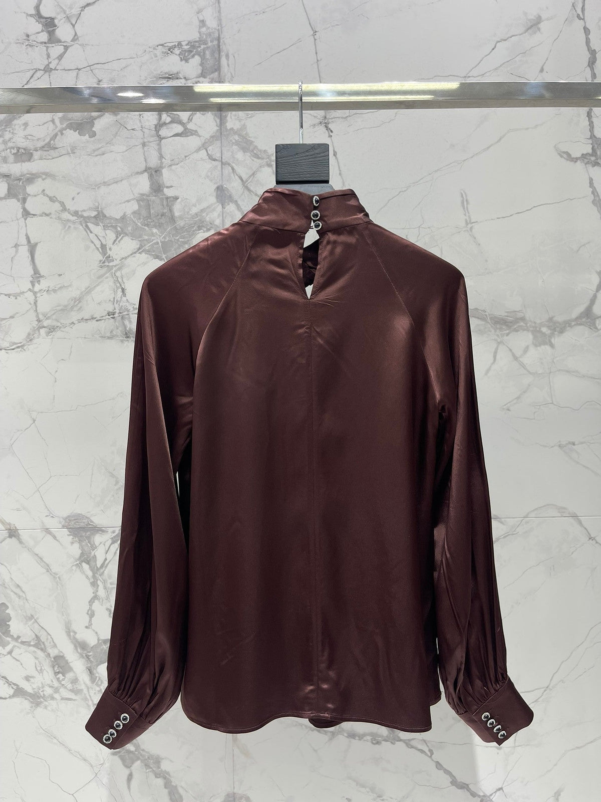 Yves Saint Laurent/🔥Highest Quality🔥26SS NEW Hollow neckline patchwork balloon sleeve shirt