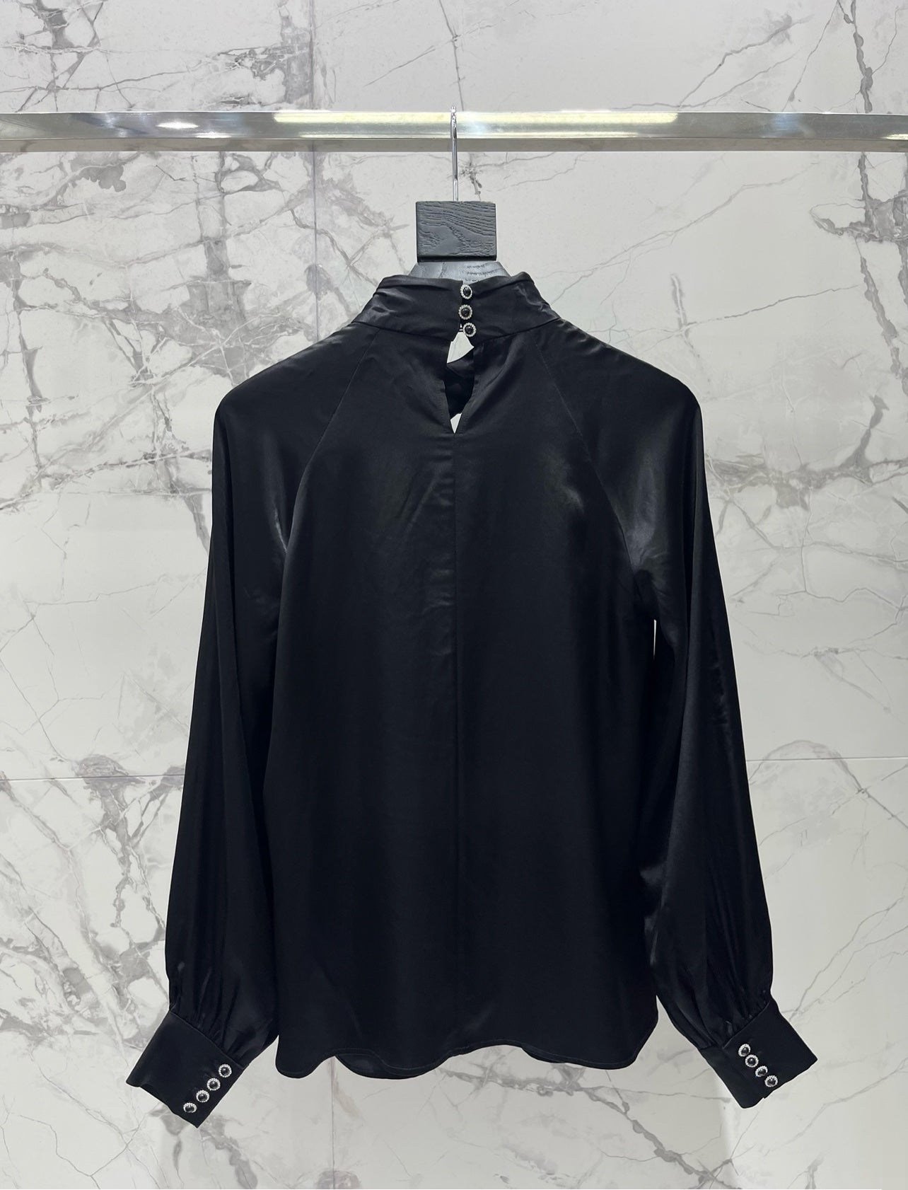 Yves Saint Laurent/🔥Highest Quality🔥26SS NEW Hollow neckline patchwork balloon sleeve shirt