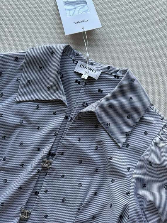 chanel/26SS NEW Jacquard Striped Short-Sleeve Shirt