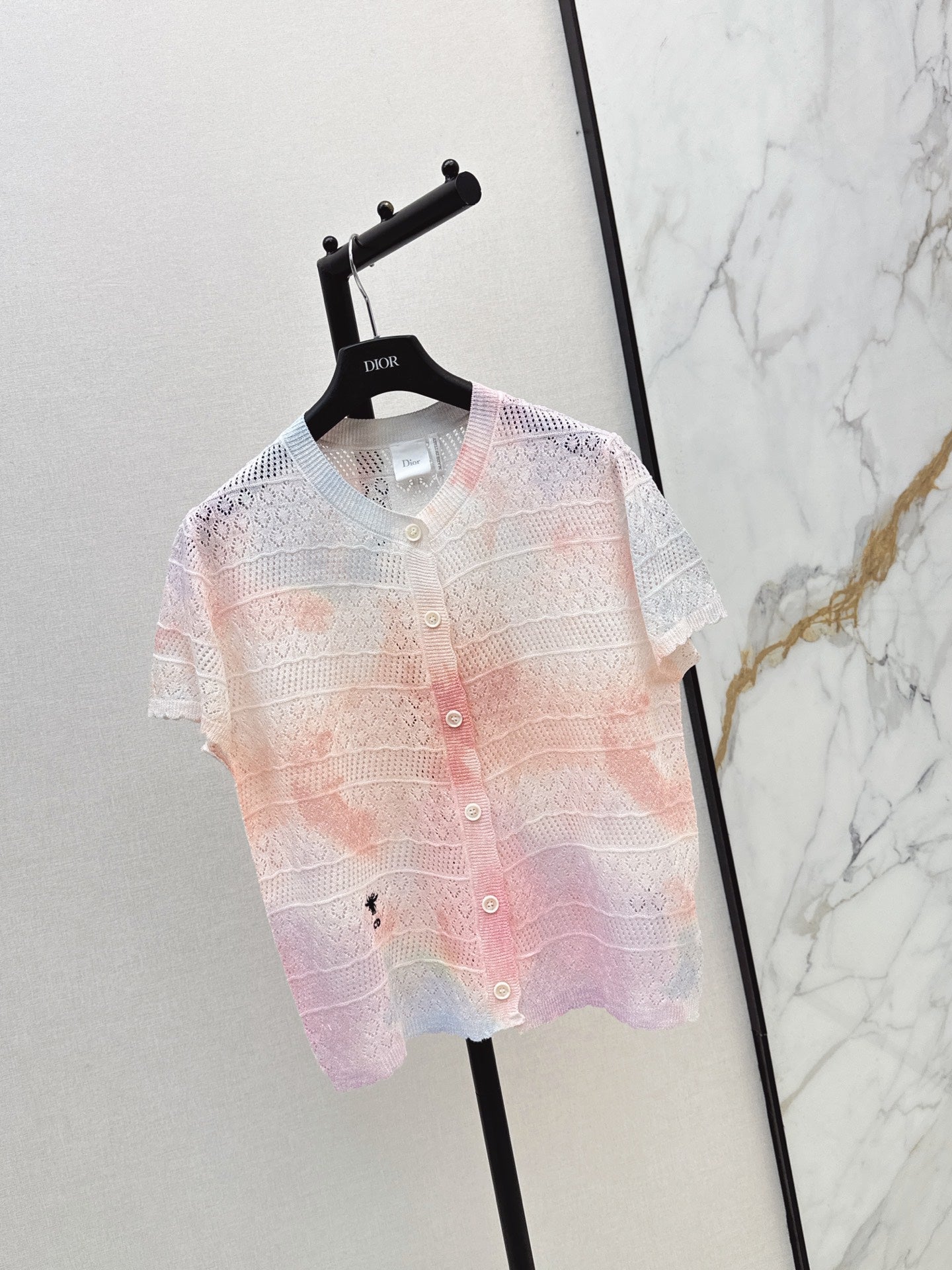 Dior/26SS NEW Gradient Round Neck Short Sleeve Knit Cardigan