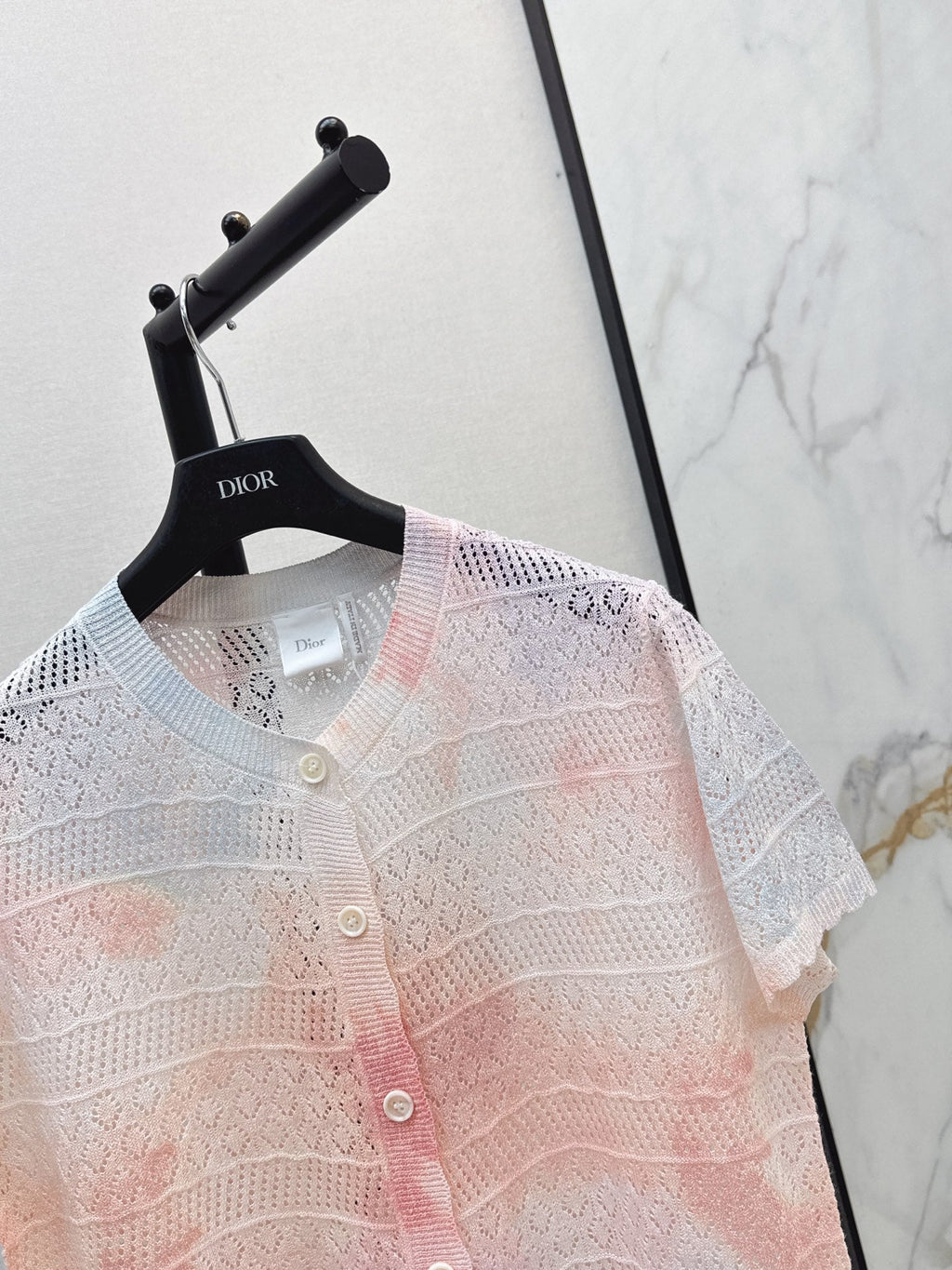 Dior/26SS NEW Gradient Round Neck Short Sleeve Knit Cardigan