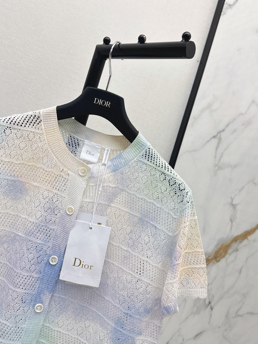dior/26SS NEW Gradient Round Neck Short Sleeve Knit Cardigan