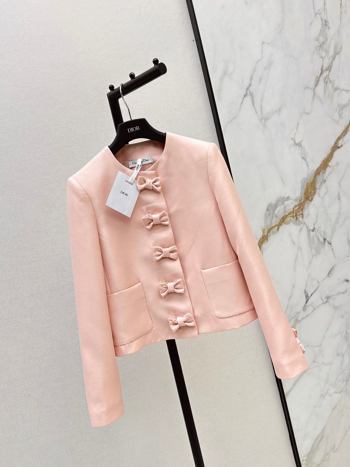 dior/26SS NEW Bow-tie Round Neck Elegant Jacket
