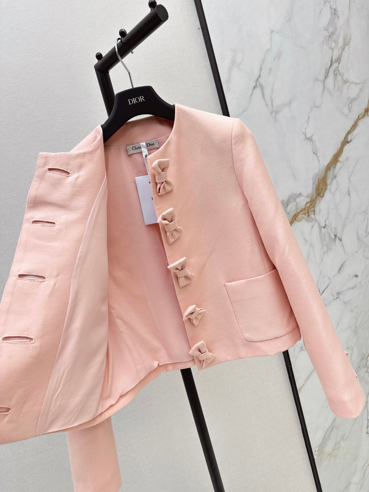 dior/26SS NEW Bow-tie Round Neck Elegant Jacket