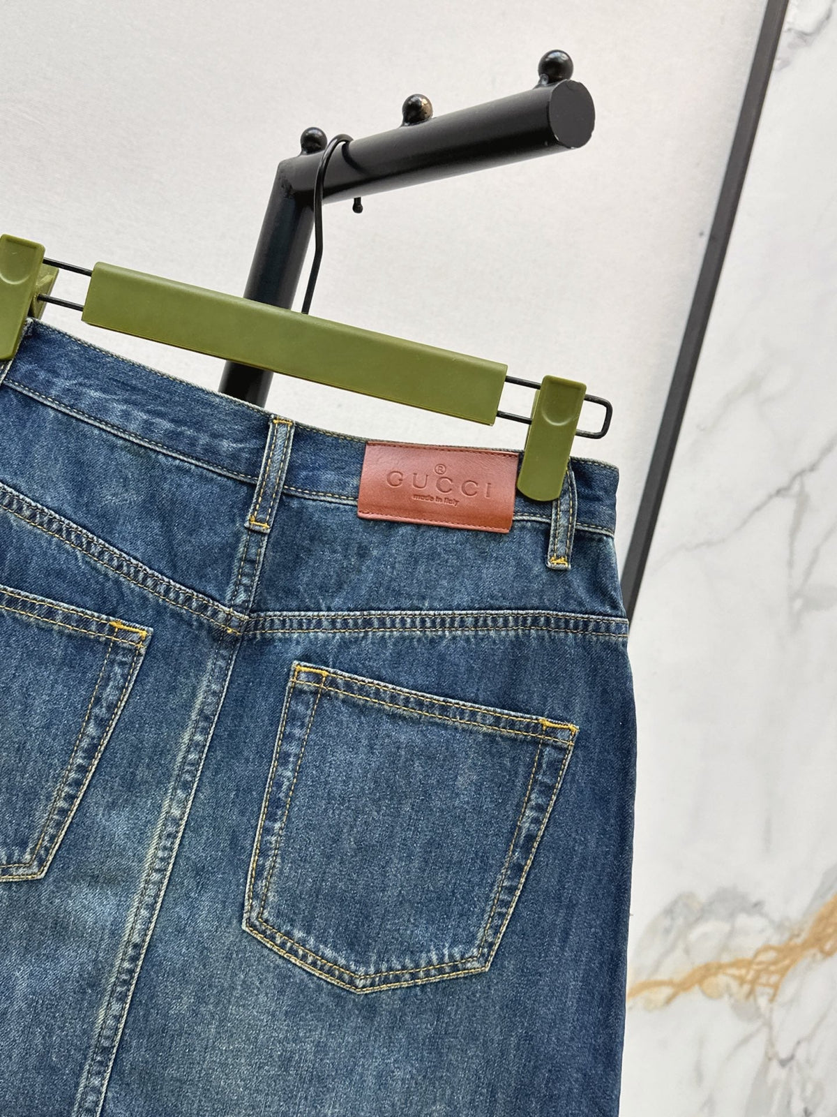 26SS NEW Horsebit Denim Midi Skirt
