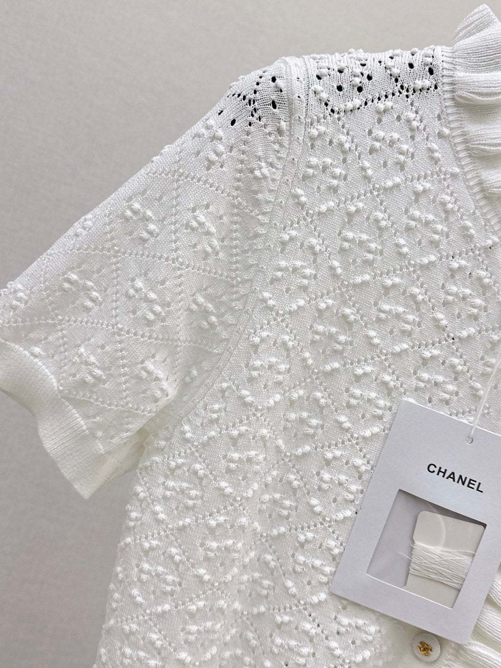 26SS NEW Ruffled Edge Design 3D Crochet Knit Sweater