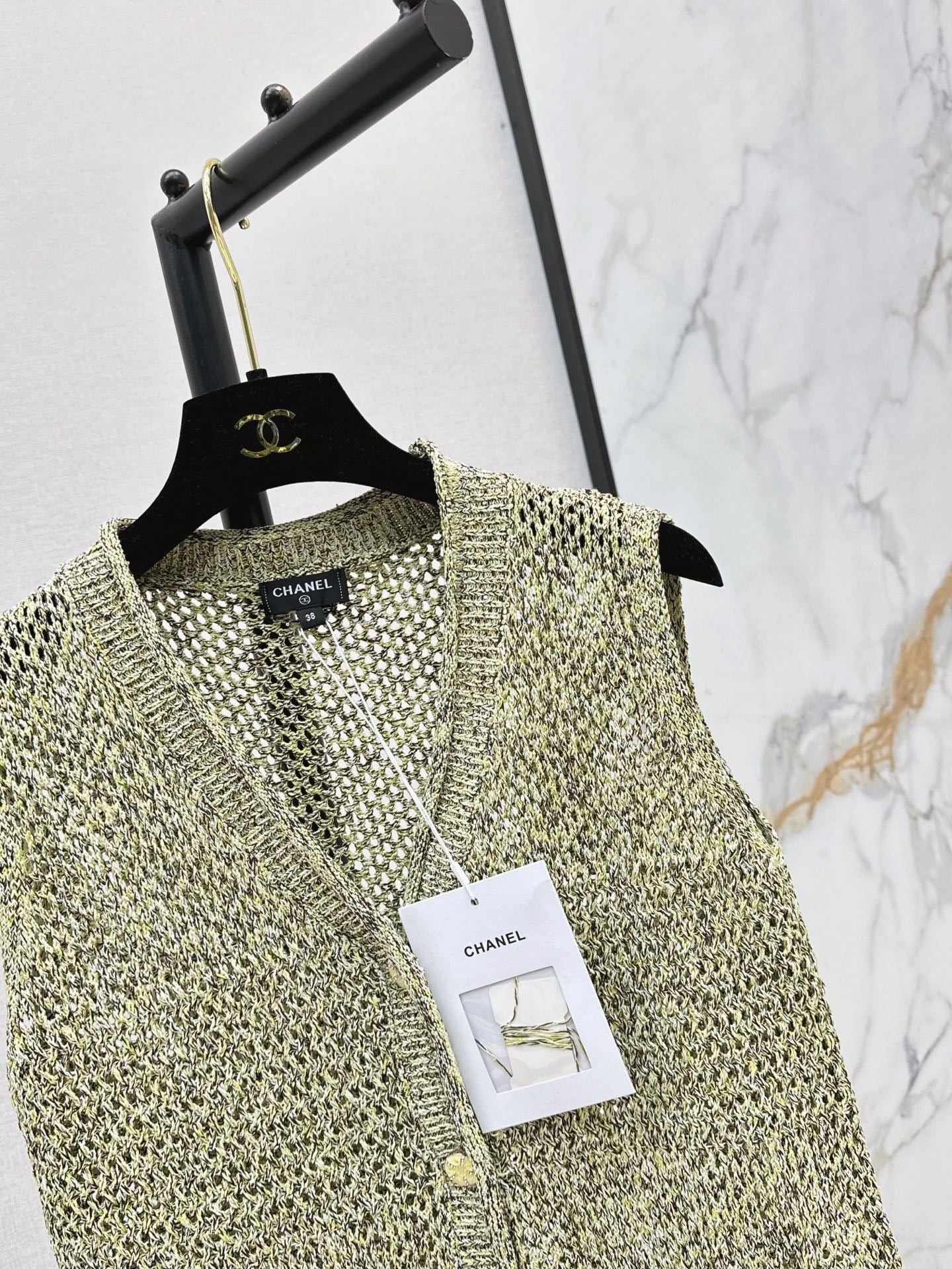 26SS NEW Openwork Knitted Vest 💛 Mixed Color Yarn