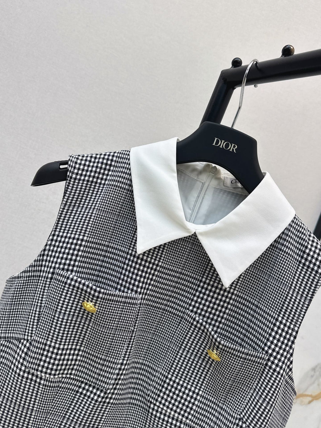 26SS NEW Color-blocked plaid vest dress with lapel 🖤
