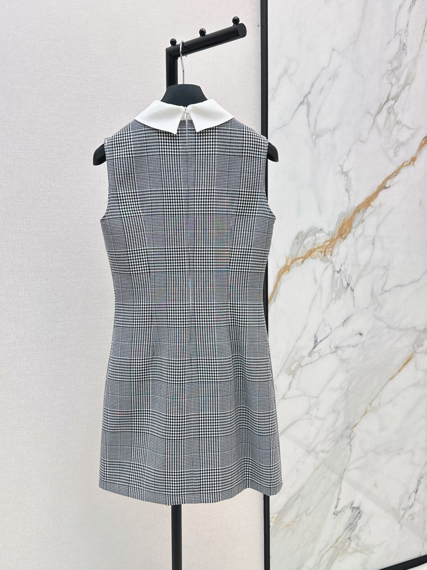 26SS NEW Color-blocked plaid vest dress with lapel 🖤