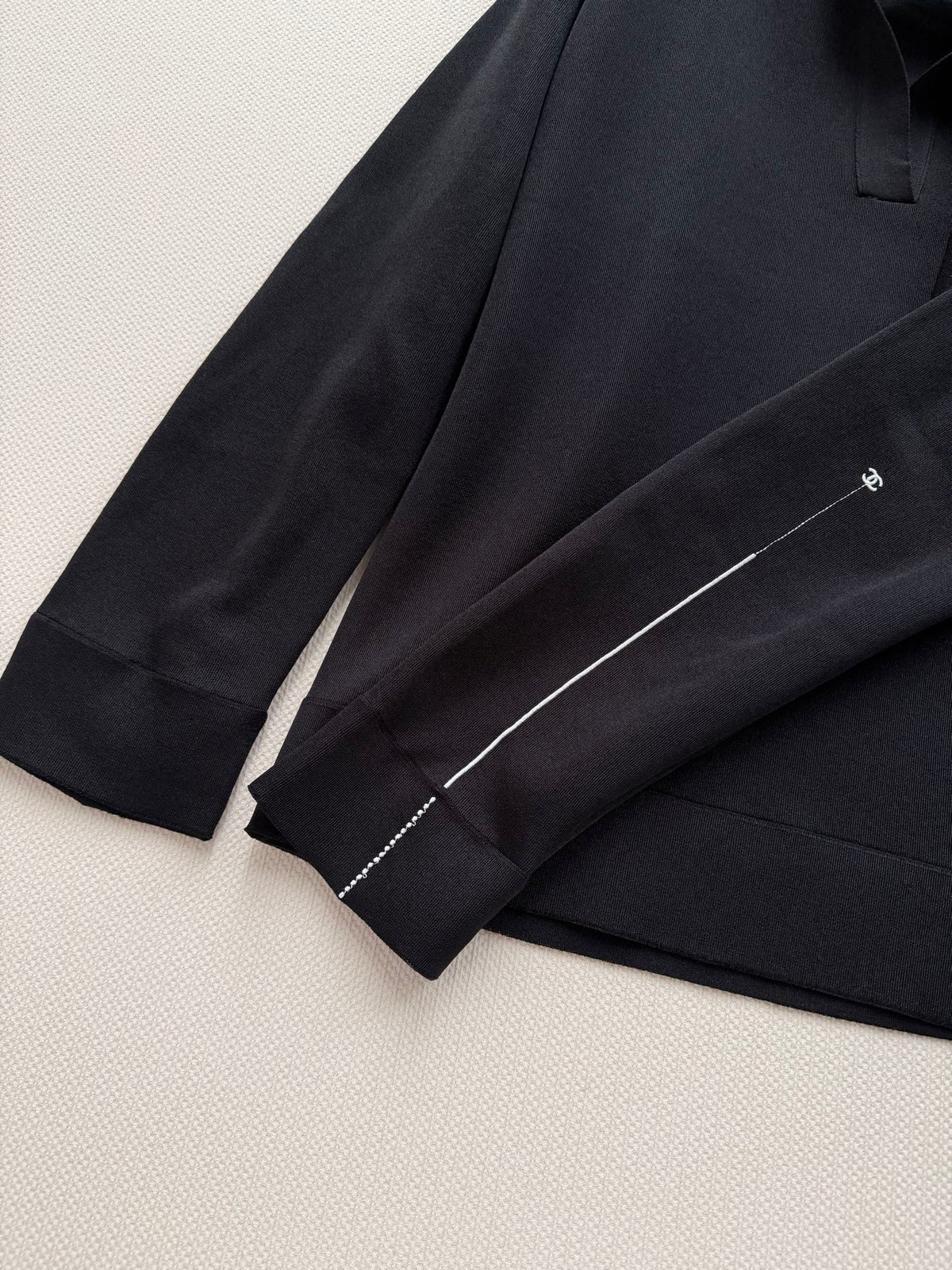 26SS NEW Black Collared Loose-fitting Pullover