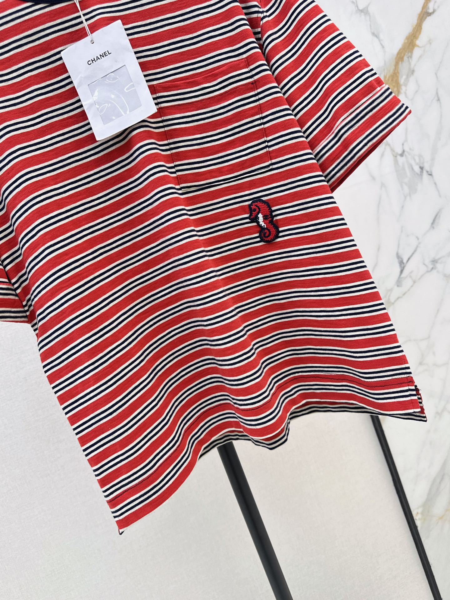 26SS NEW Retro Color Block Striped Rolled-Up Short-Sleeve T-Shirt 🤎