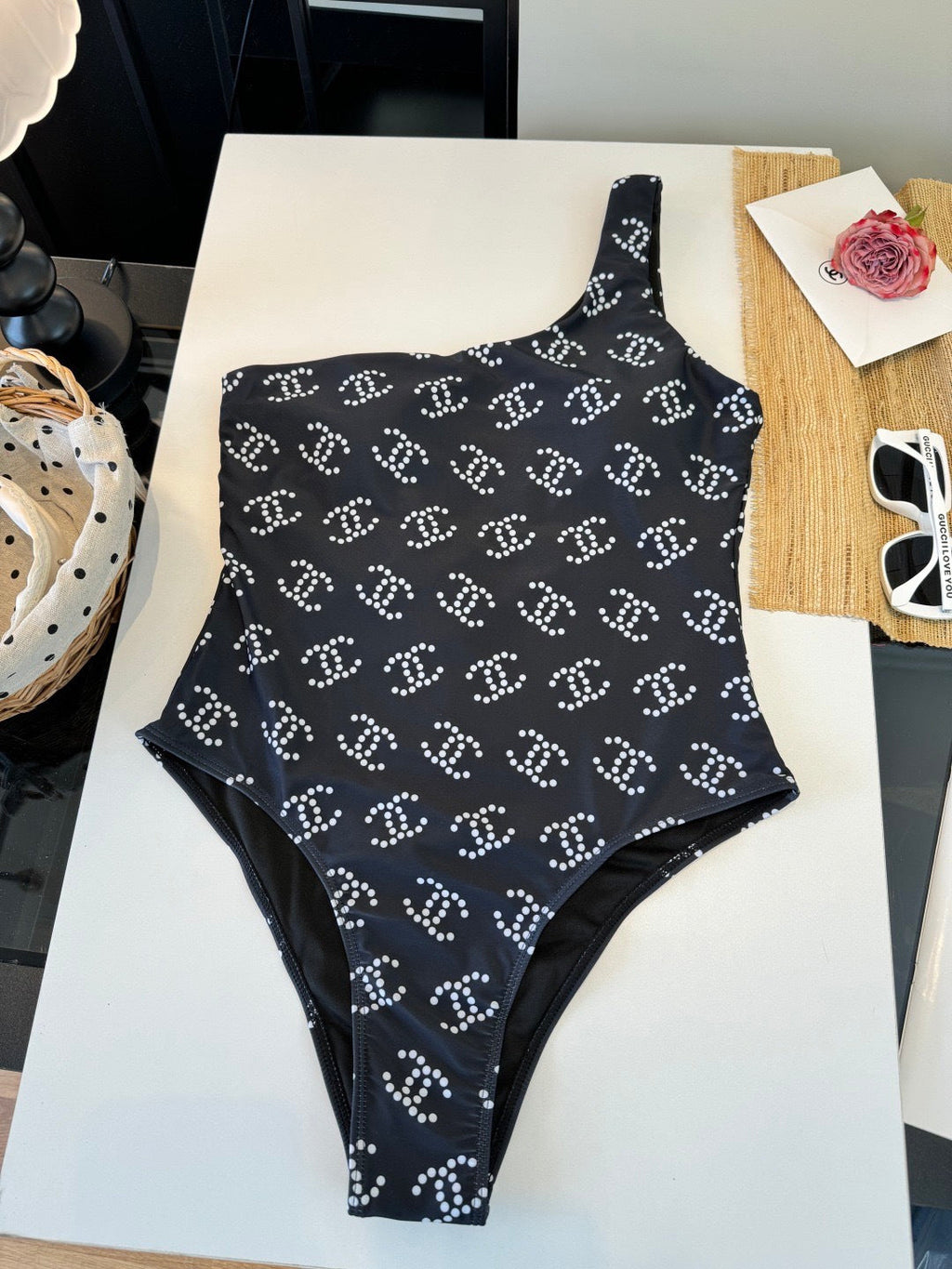 26SS NEW One-piece One-shoulder Swimsuit