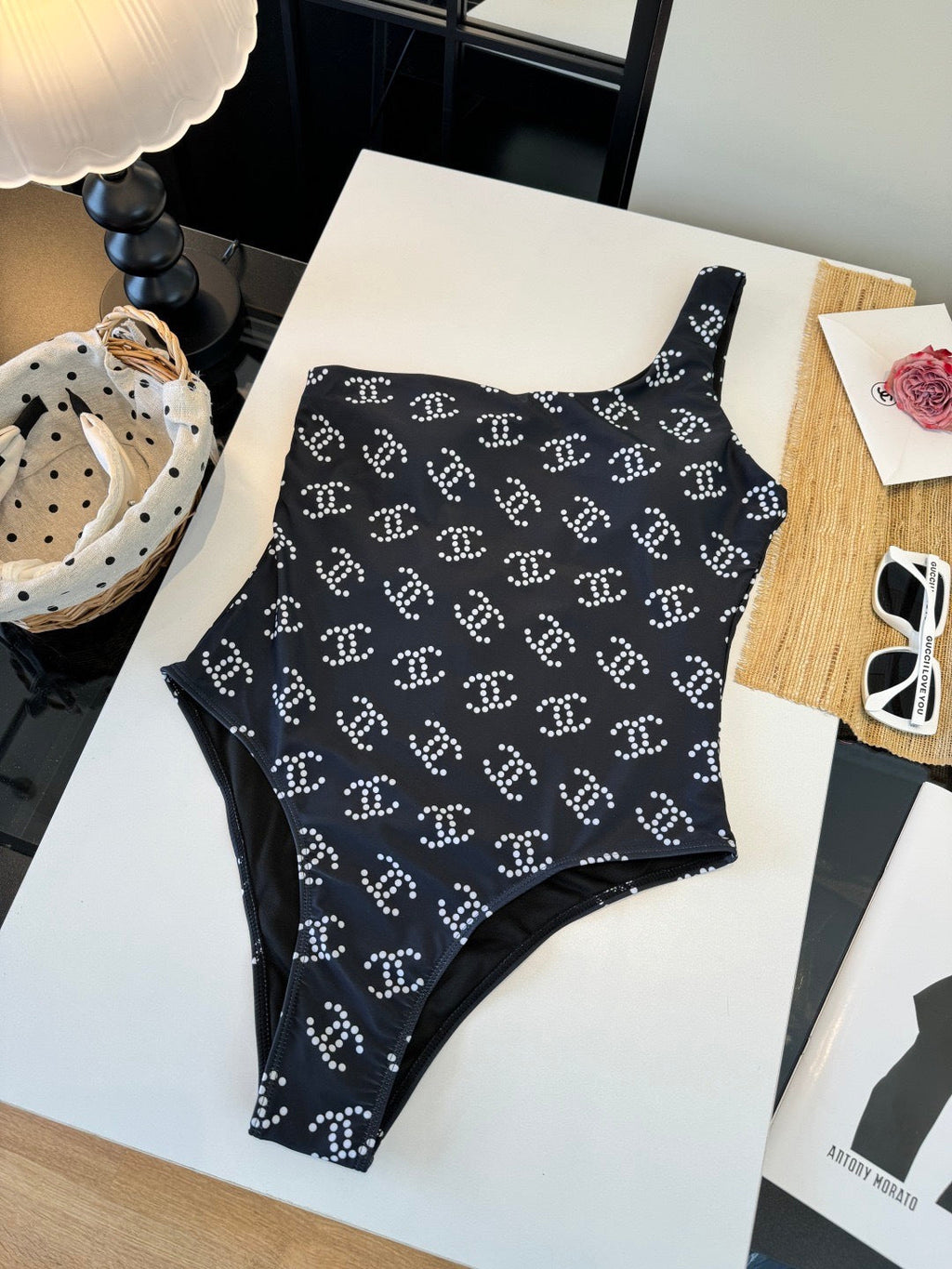 26SS NEW One-piece One-shoulder Swimsuit