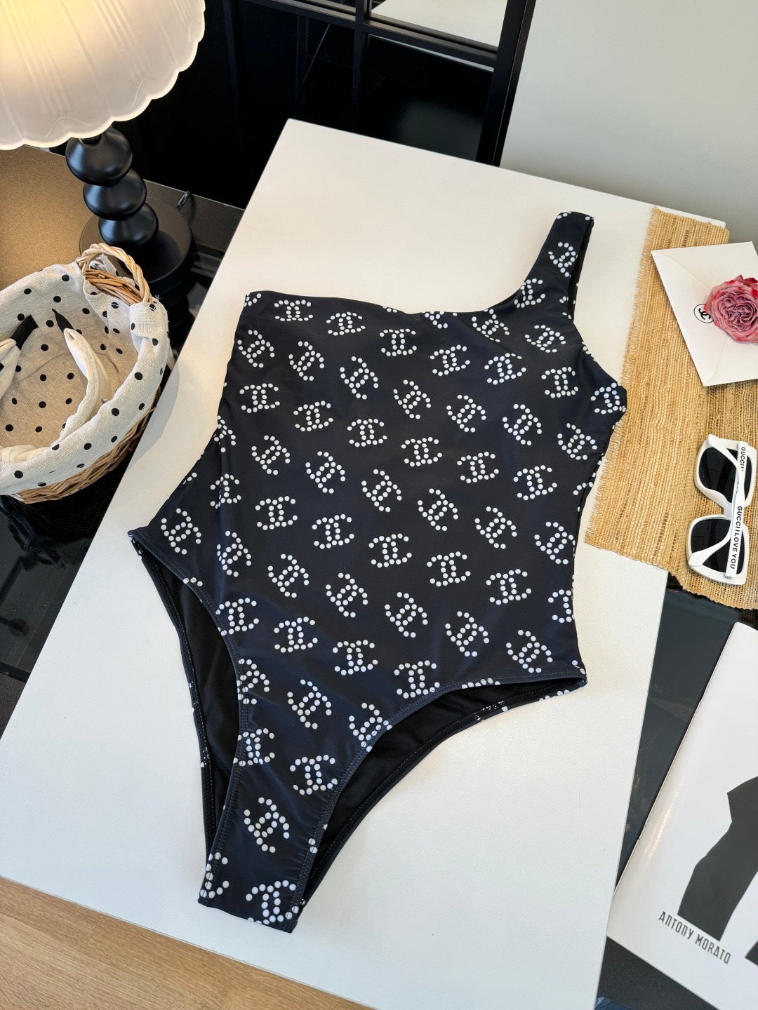 26SS NEW One-piece One-shoulder Swimsuit