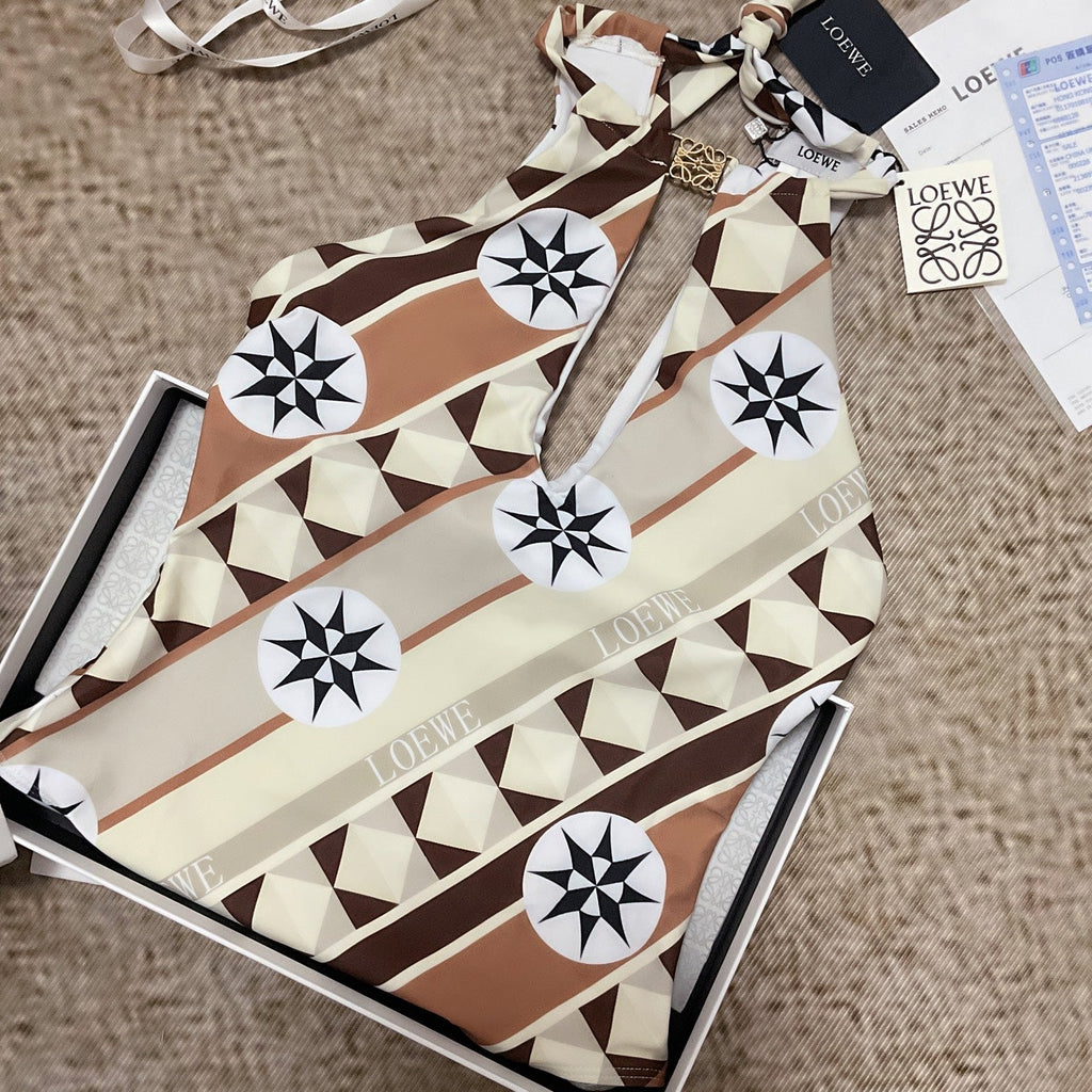 LOEWE/26SS NEW Geometric Pattern One-Piece Swimsuit 👙
