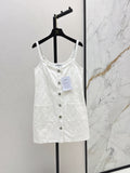 26SS NEW Coco Girl Beach Collection Heavy Embroidery Diamond Pattern Denim Suspender Dress🩵