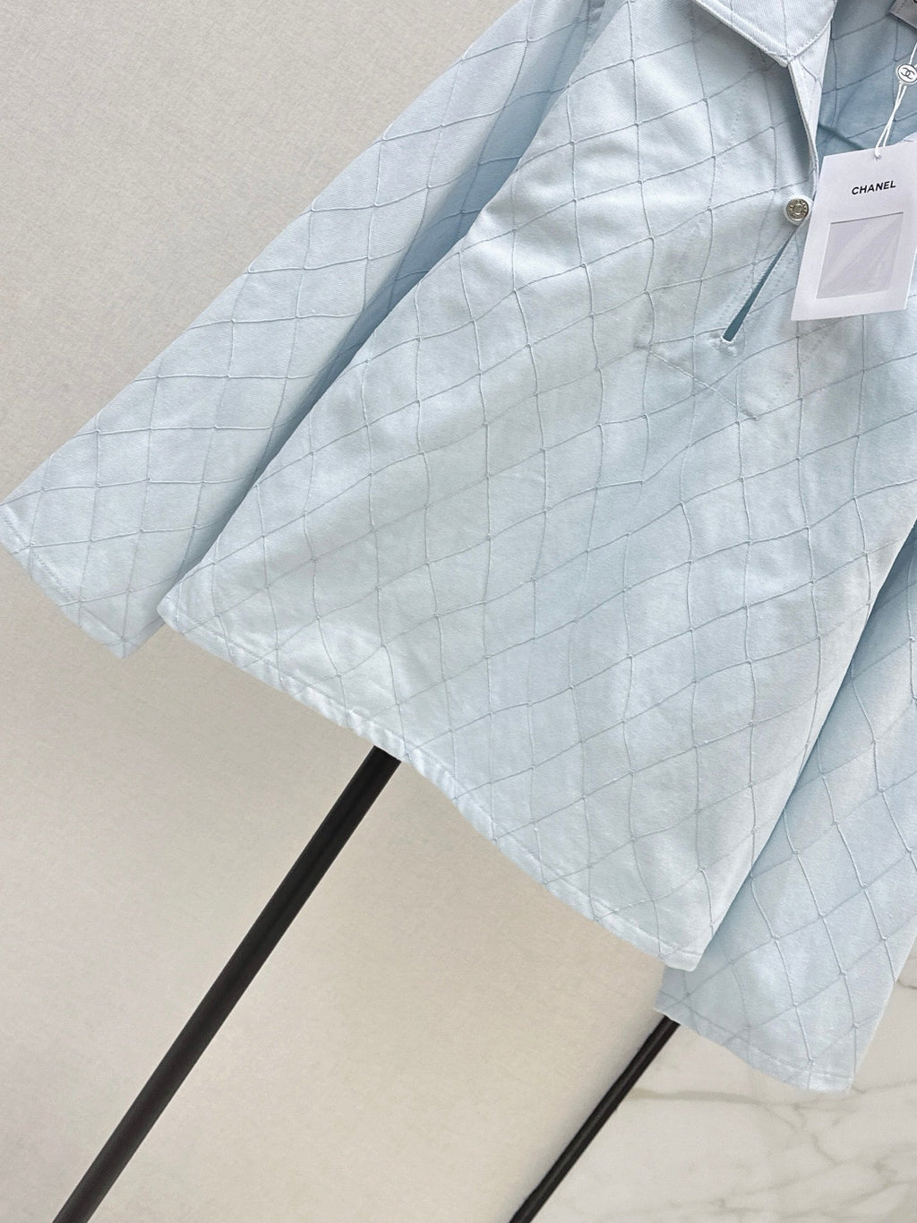 26SS NEW Coco Girl Beach Collection Heavy Embroidery Diamond Pattern Denim Top🩵