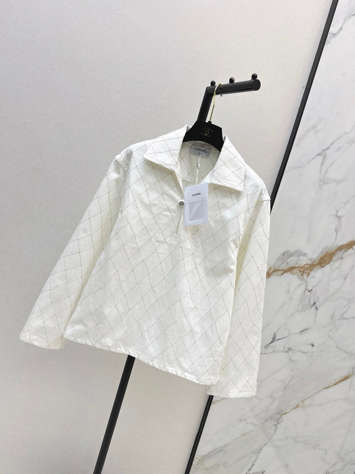 26SS NEW Coco Girl Beach Collection Heavy Embroidery Diamond Pattern Denim Top🩵