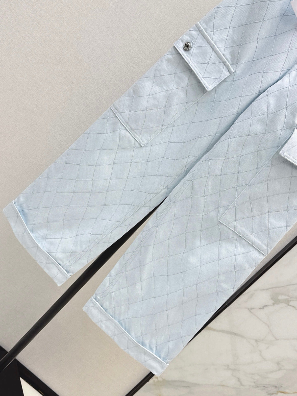26SS NEW Coco Girl Beach Collection Heavy Embroidery Diamond Pattern Straight Leg Jeans🩵