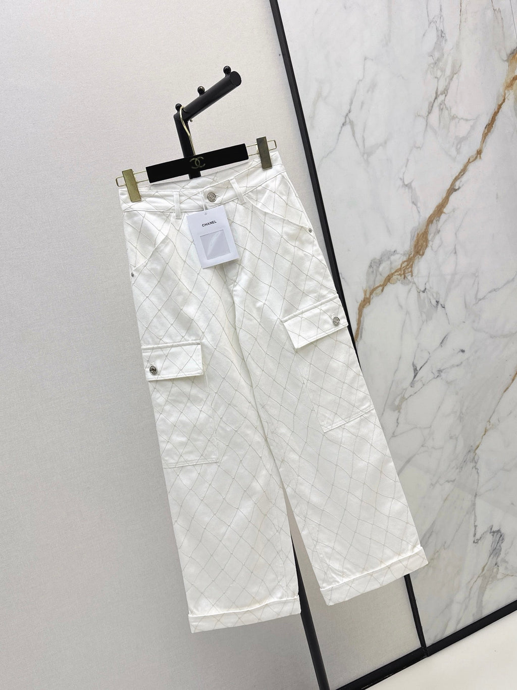 26SS NEW Coco Girl Beach Collection Heavy Embroidery Diamond Pattern Straight Leg Jeans🩵