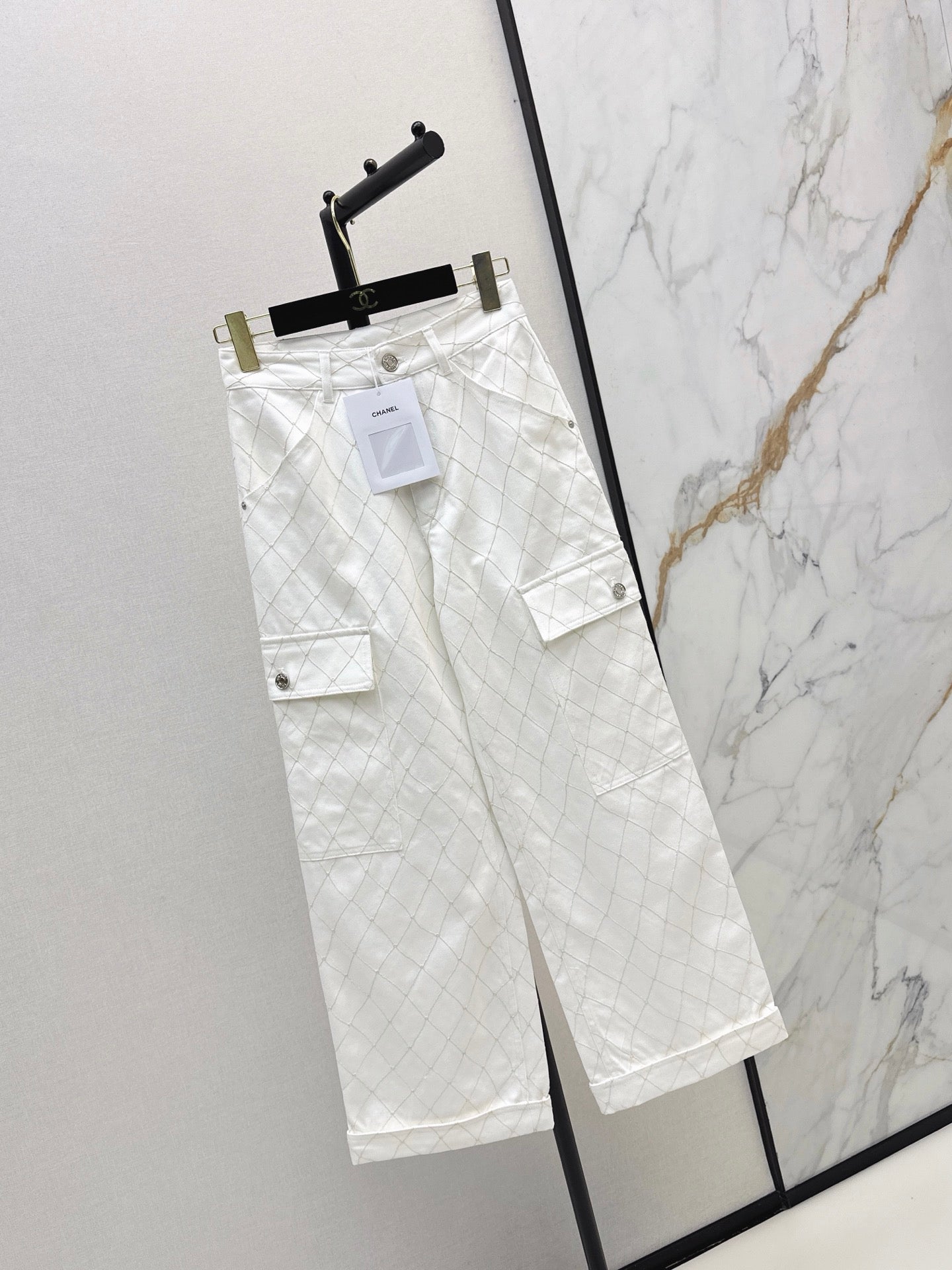 26SS NEW Coco Girl Beach Collection Heavy Embroidery Diamond Pattern Straight Leg Jeans🩵