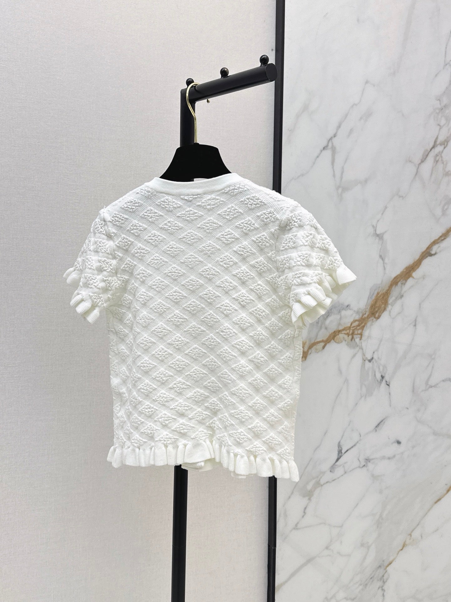 26SS NEW Diamond Pattern 3D Jacquard Short-Sleeve Knit Cardigan 🤍