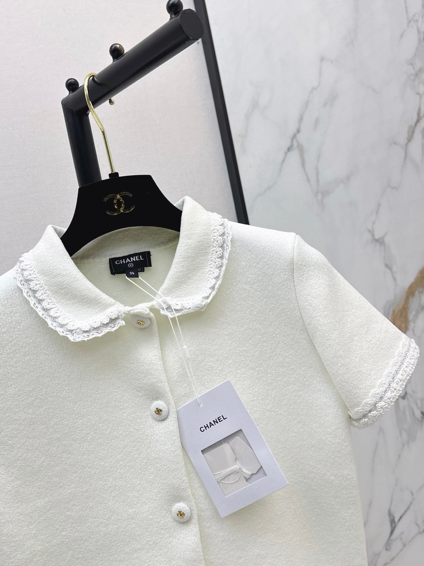 26SS NEW 3D Trim Peter Pan Collar Short-Sleeve Knit Cardigan 🤍