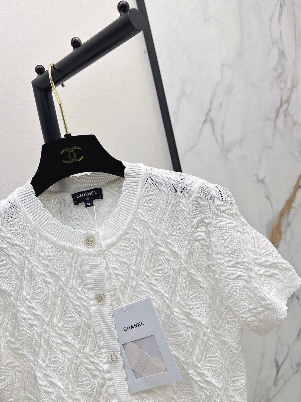26SS NEW Crew Neck Knitted Openwork Short-Sleeve Cardigan 🖤