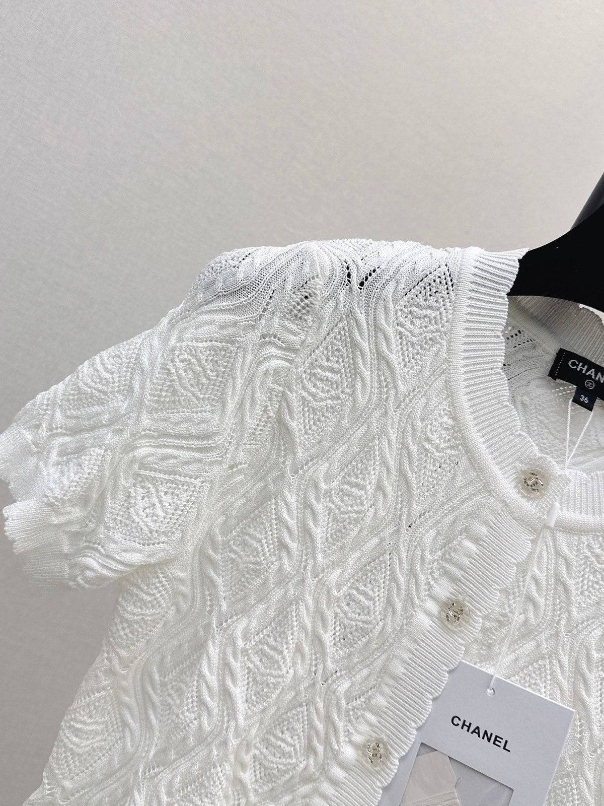 26SS NEW Crew Neck Knitted Openwork Short-Sleeve Cardigan 🖤