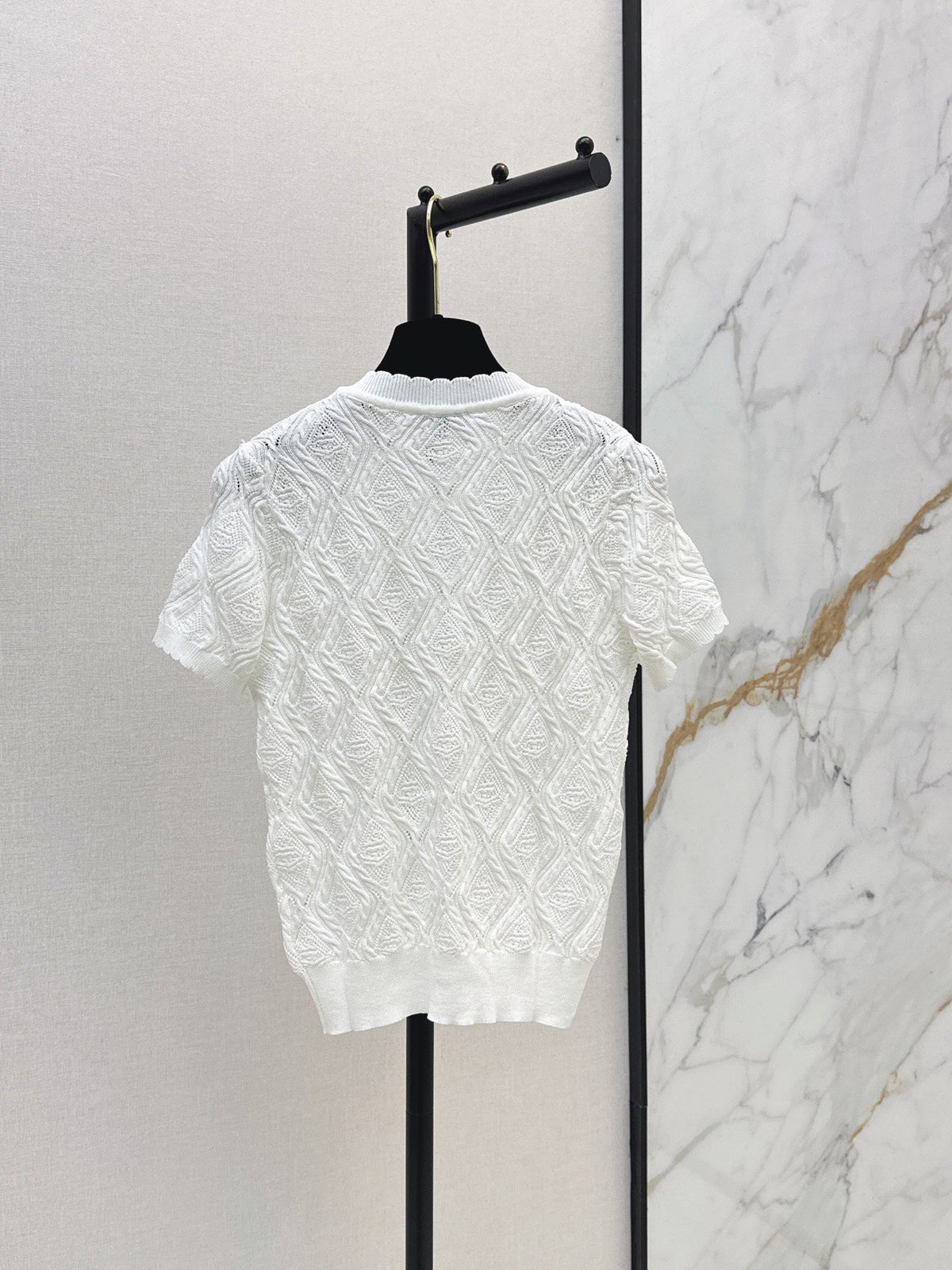 26SS NEW Crew Neck Knitted Openwork Short-Sleeve Cardigan 🖤