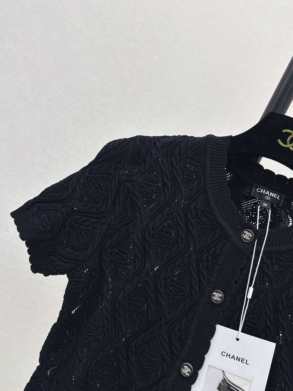 26SS NEW Crew Neck Knitted Openwork Short-Sleeve Cardigan 🖤
