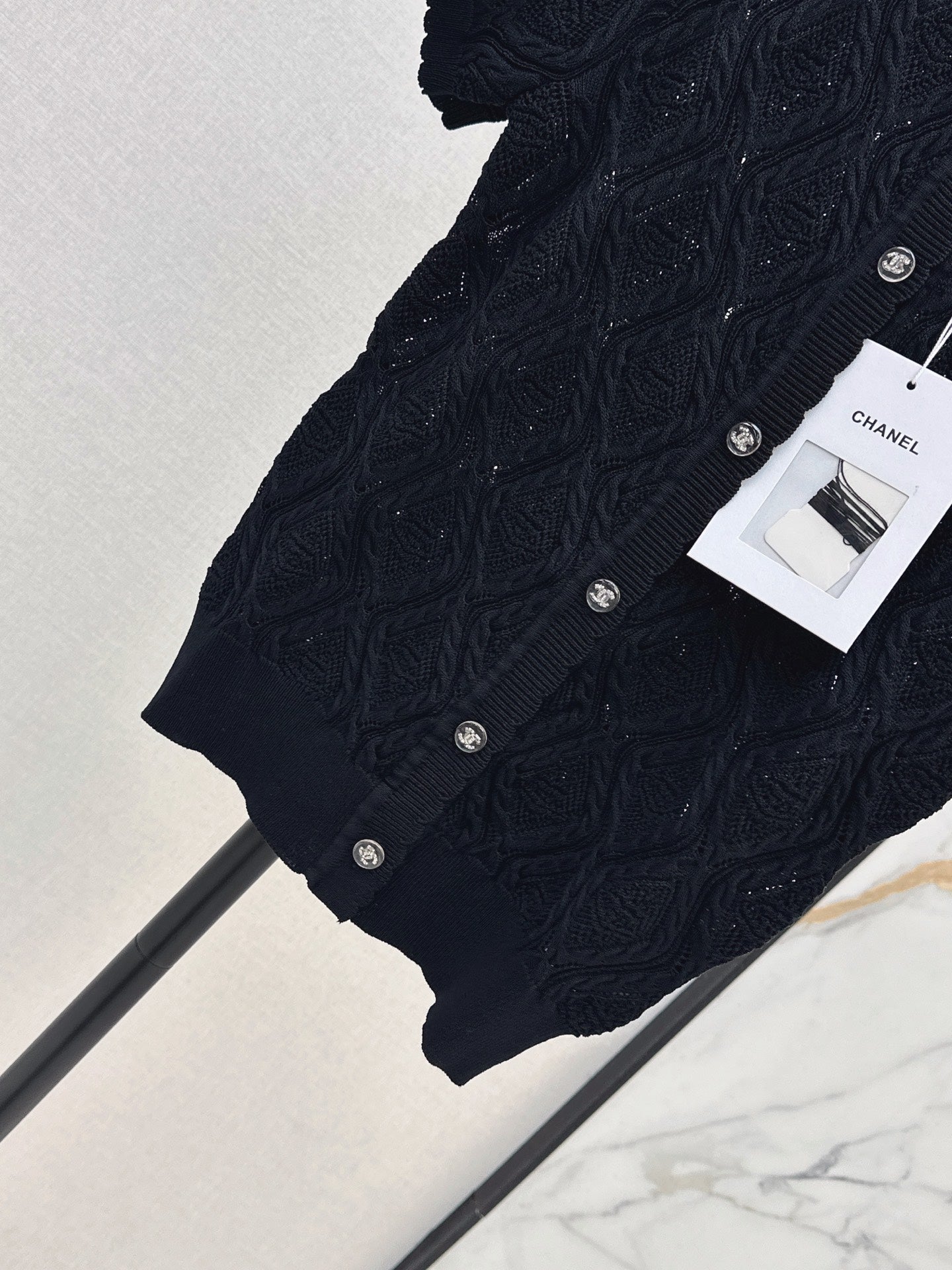 26SS NEW Crew Neck Knitted Openwork Short-Sleeve Cardigan 🖤