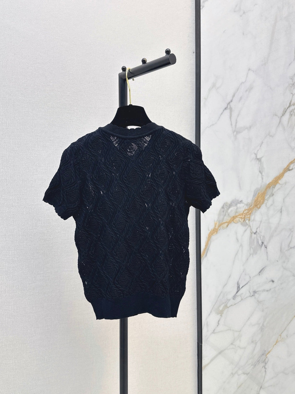 26SS NEW Crew Neck Knitted Openwork Short-Sleeve Cardigan 🖤