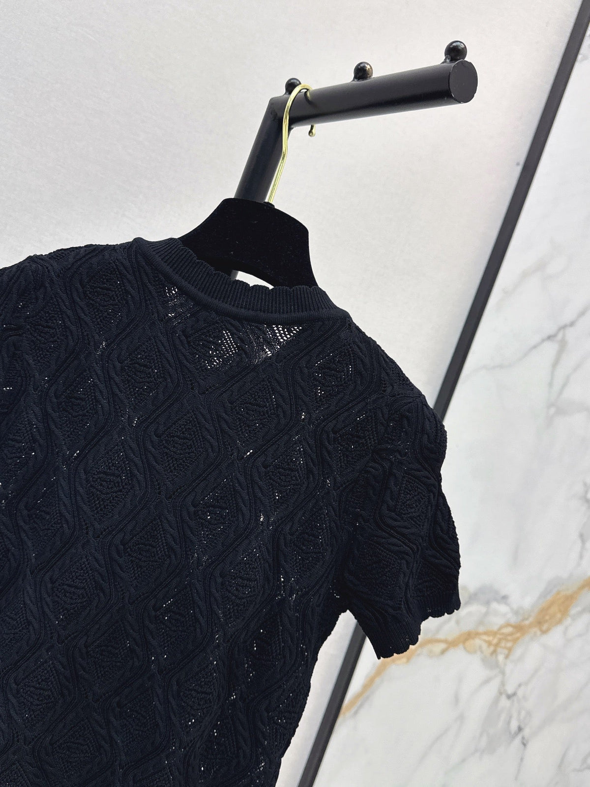 26SS NEW Crew Neck Knitted Openwork Short-Sleeve Cardigan 🖤
