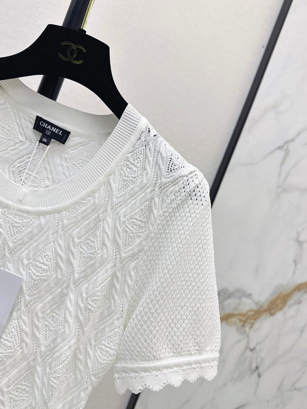 26SS NEW U-neck knitted openwork short-sleeved knit top 🖤
