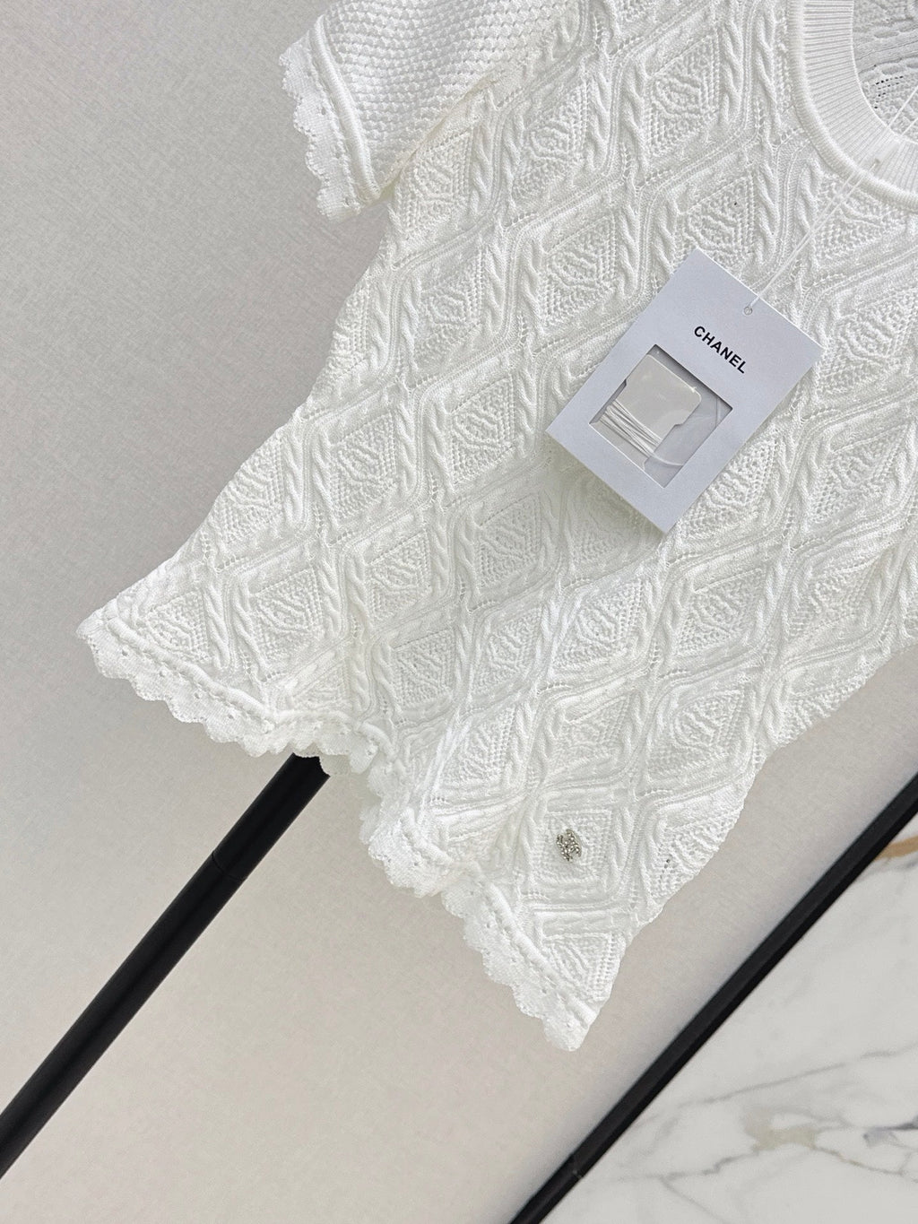 26SS NEW U-neck knitted openwork short-sleeved knit top 🖤