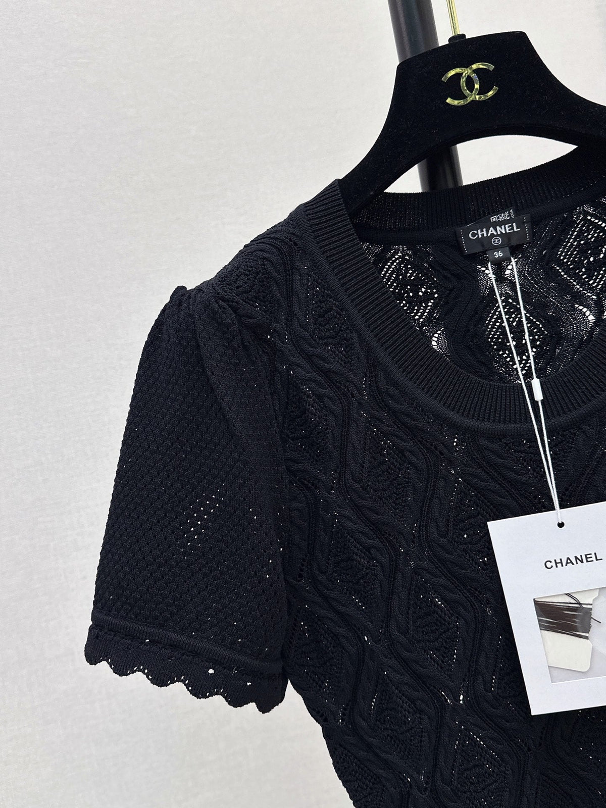 26SS NEW U-neck knitted openwork short-sleeved knit top 🖤