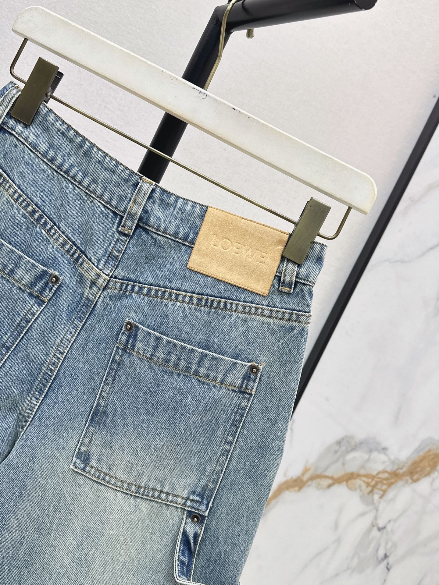 26SS NEW: Stylish Leather Patches and Workwear Pocket Jeans🩵
