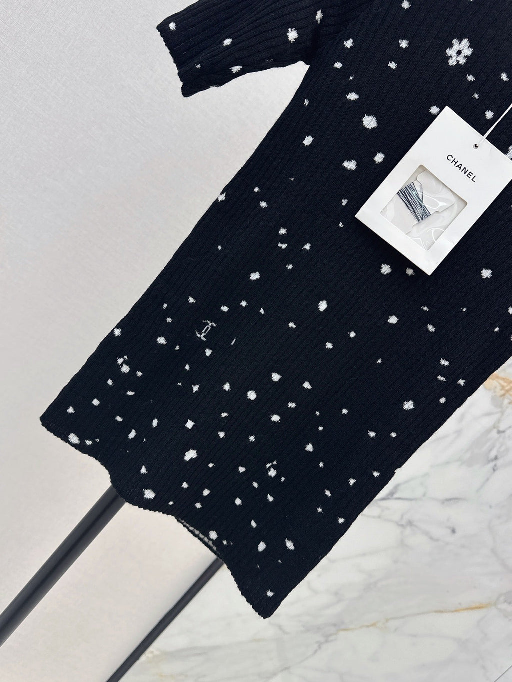26SS NEW Coco Girls' Handmade Collection Imported Yarn Two-Tone Slim Fit Knit Three-Quarter Sleeve Top🩵