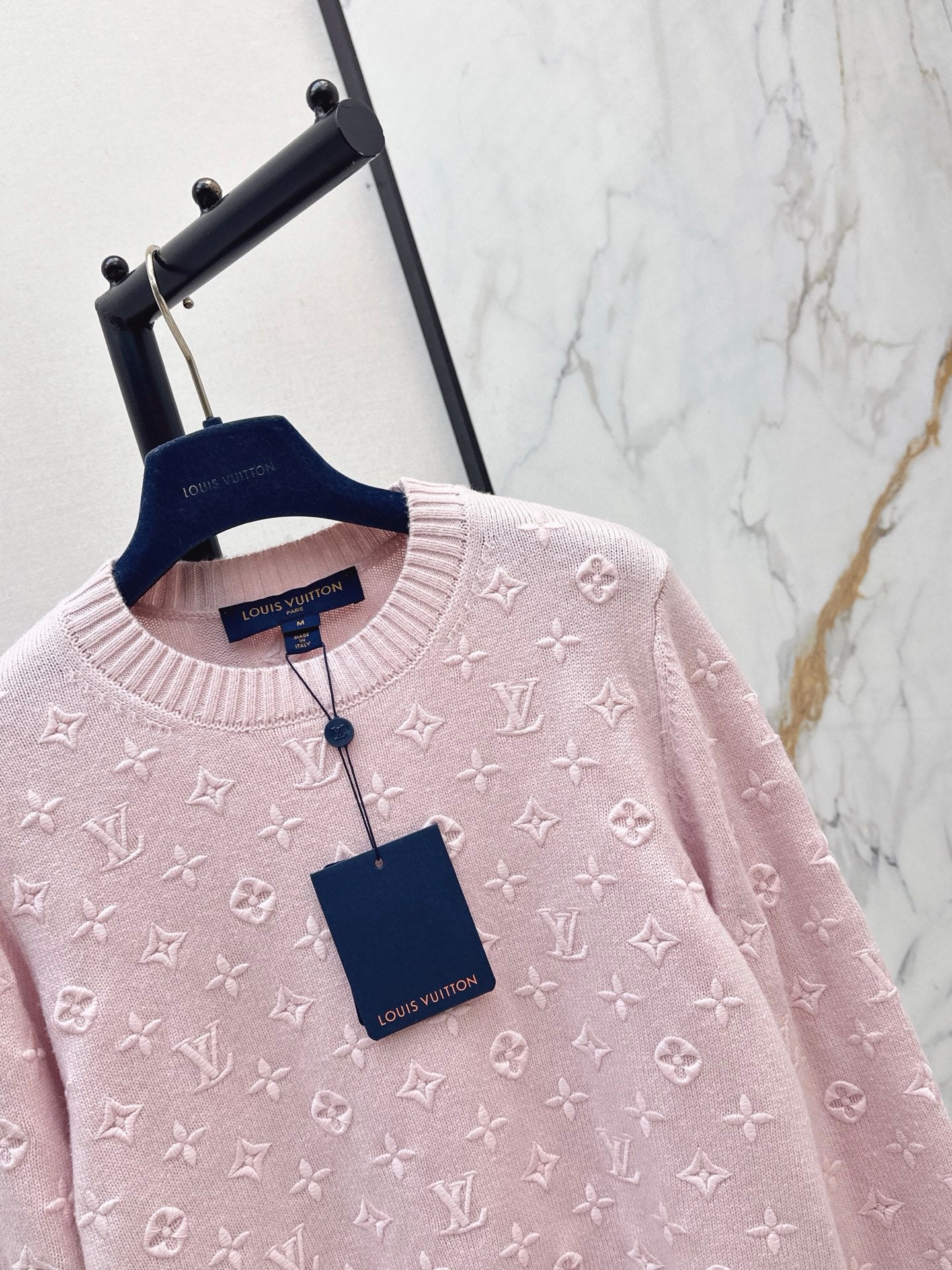 26SS NEW 3D Logo Embroidered Cashmere Pink Knit Sweater 💕
