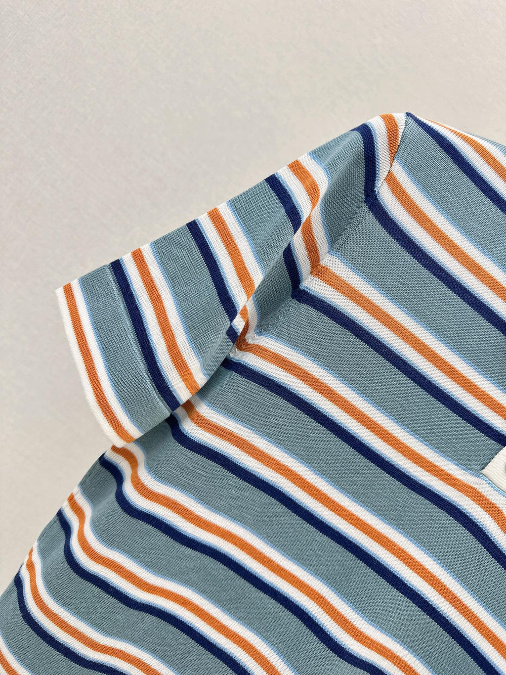 26SS NEW Striped Polo Collar Embroidered Short-Sleeve Knit Top🩵