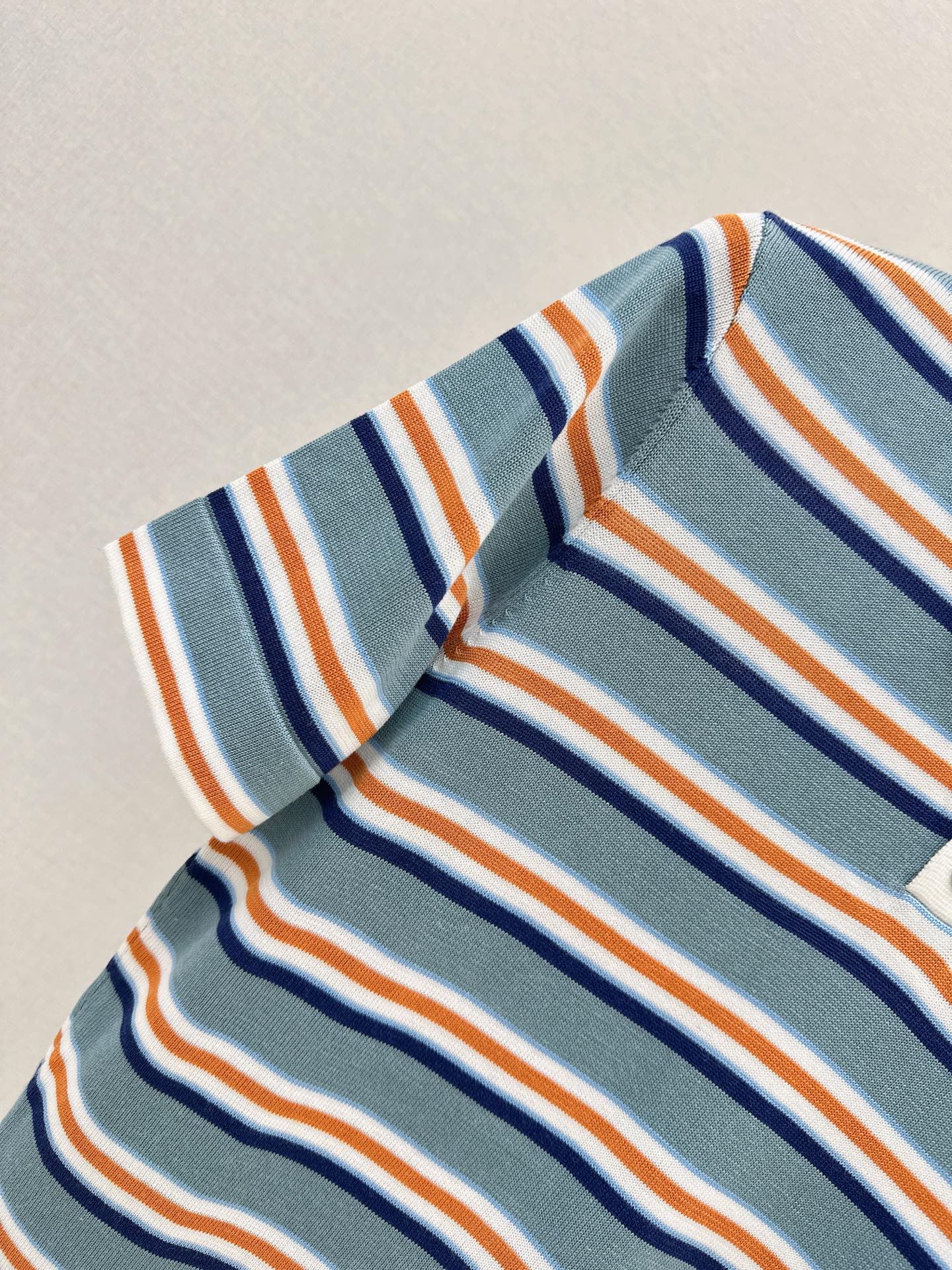 26SS NEW Striped Polo Collar Embroidered Short-Sleeve Knit Top🩵