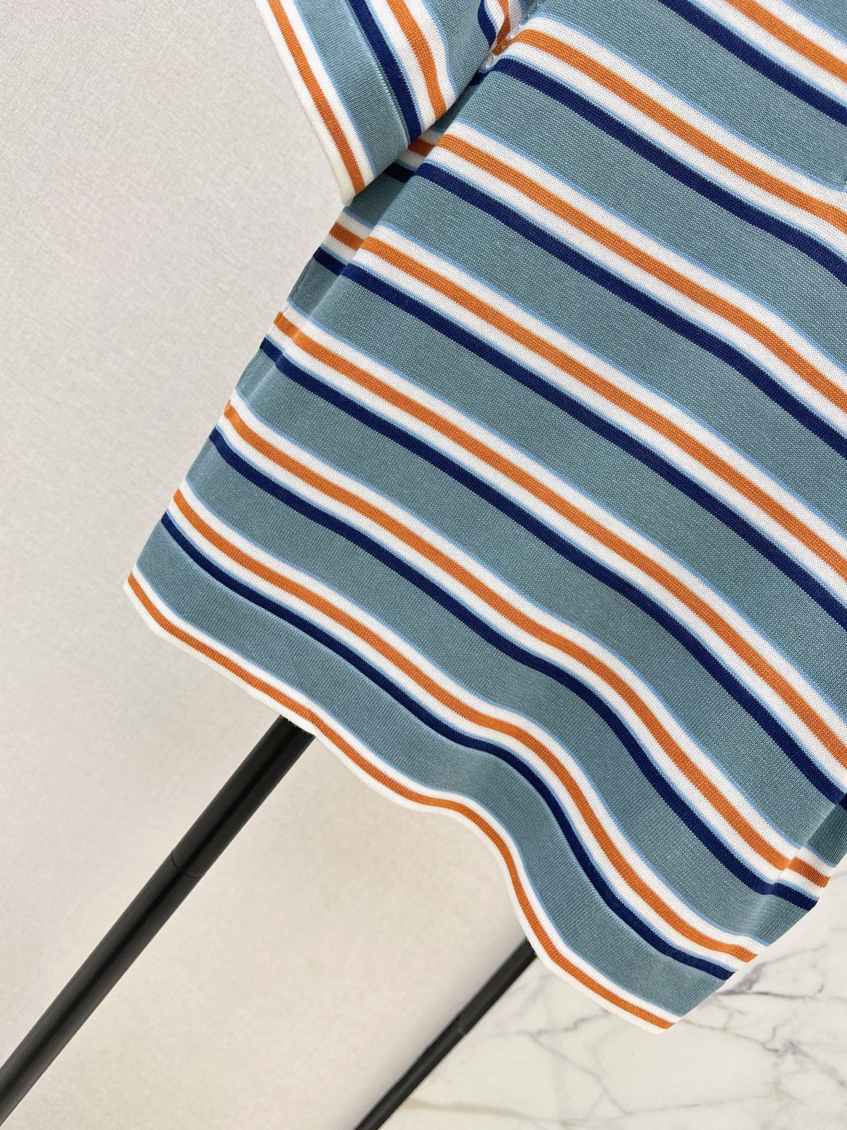 26SS NEW Striped Polo Collar Embroidered Short-Sleeve Knit Top🩵
