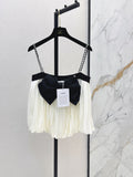 26SS NEW Color-blocked bow-decorated chain strapless camisole 🖤