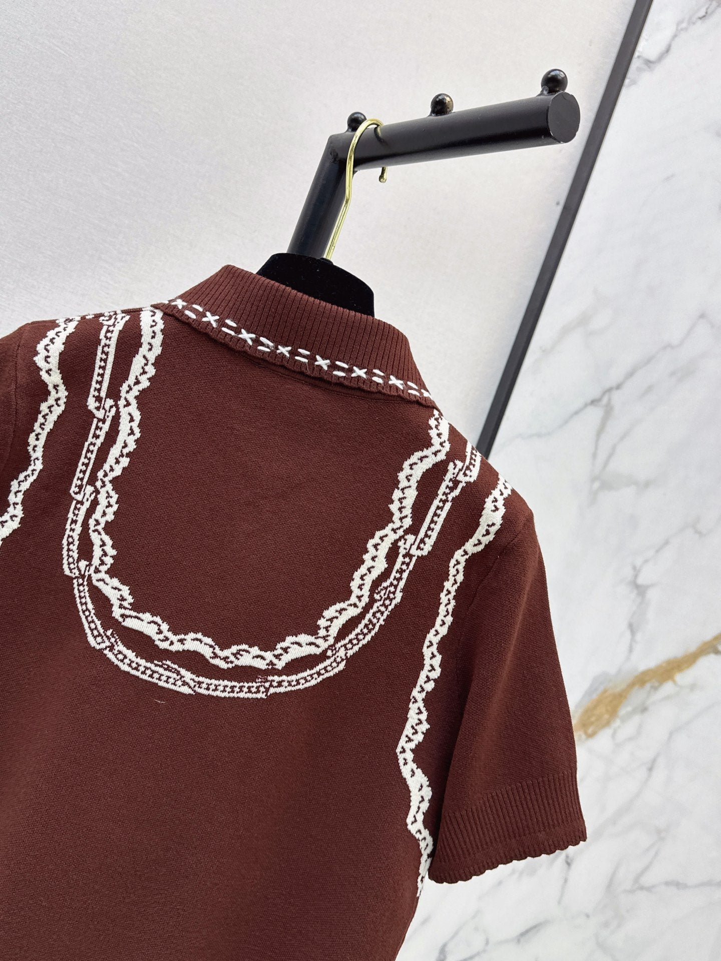 26SS NEW Retro Jacquard Knit Short-Sleeve Top 🖤