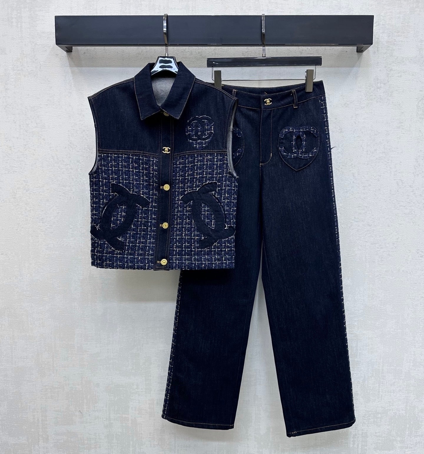 26SS NEW Tweed Patchwork Jeans