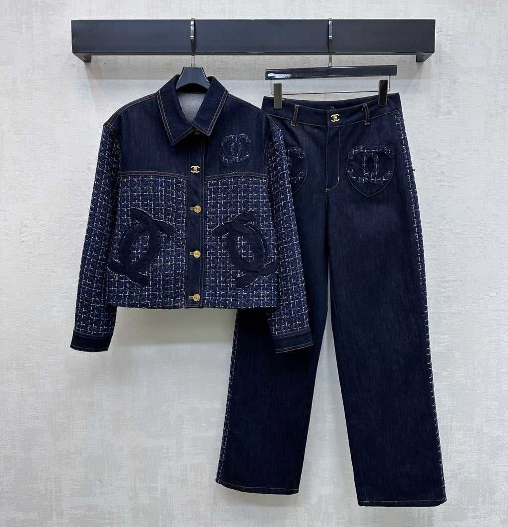 26SS NEW Tweed Patchwork Jeans
