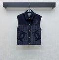 26SS NEW Tweed Patchwork Denim Vest
